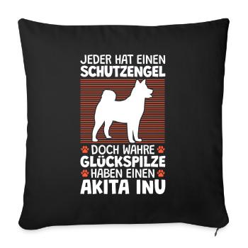Akita Inu ist mein Schutzengel japanischer Spitz - Sofakissenbezug 45 x 45 cm - Schwarz - Vorne