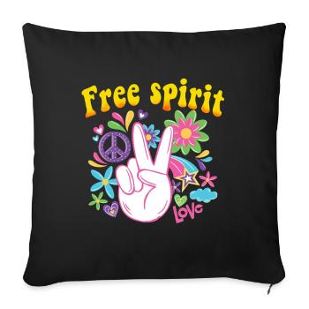 Hippie Cadeau Acidhead Flowerpower Hippi Hippy - Housse de coussin décorative 45 x 45 cm - noir - Devant