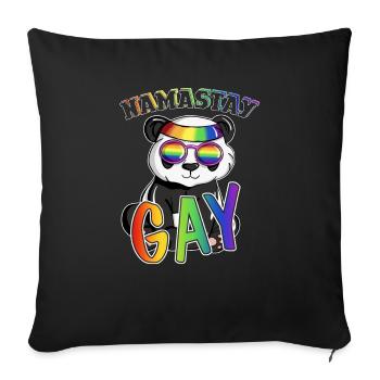 Rainbow Namastay Gay Yoga Meditator Illustration - Sofakissenbezug 45 x 45 cm - Schwarz - Vorne