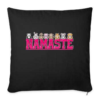 Namaste Cute Yoga Animals Jungle Greetings Wild - Sofakissenbezug 45 x 45 cm - Schwarz - Vorne