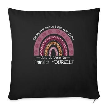 Im Mostly Peace Love and Light Cute Yoga Rainbow - Sofakissenbezug 45 x 45 cm - Schwarz - Vorne