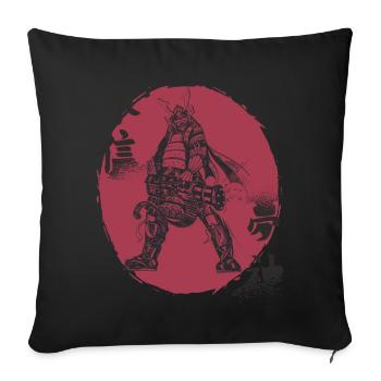 Witziger Samurai mit Gatling Japanischer Krieger B - Sofakissenbezug 45 x 45 cm - Schwarz - Vorne