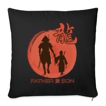 Samouraï Père Guerrier Japonais Katana S - Housse de coussin décorative 45 x 45 cm - noir - Devant