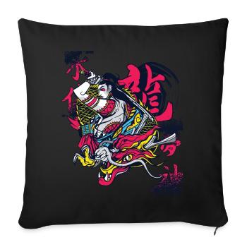 Samouraï Dragon Guerrier Ninja Fille Japonaise Ku - Housse de coussin décorative 45 x 45 cm - noir - Devant