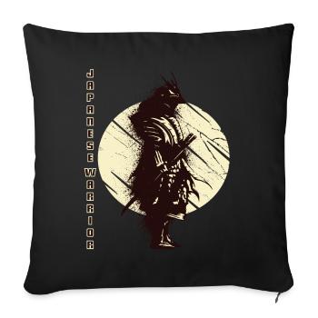 Guerrier Japonais Samouraï Art Japonais Katan - Housse de coussin décorative 45 x 45 cm - noir - Devant
