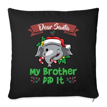 Cher Père Noël Mon frère l’a fait Frères et sœurs Noël - Housse de coussin décorative 45 x 45 cm - noir - Devant