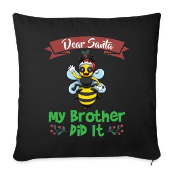 Cher Père Noël Mon frère l’a fait Frères et sœurs Noël - Housse de coussin décorative 45 x 45 cm - noir - Devant