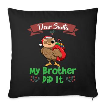 Cher Père Noël Mon frère l’a fait Frères et sœurs Noël - Housse de coussin décorative 45 x 45 cm - noir - Devant