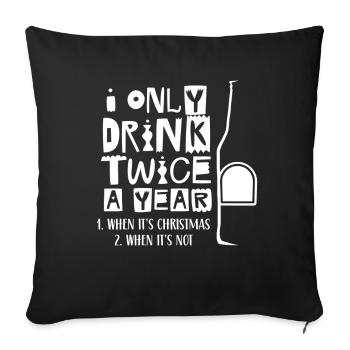 Buvez deux fois par an si Noël sinon - Housse de coussin décorative 45 x 45 cm - noir - Devant