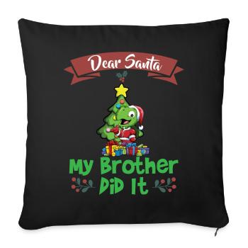 Cher Père Noël Mon frère l’a fait Frères et sœurs Noël - Housse de coussin décorative 45 x 45 cm - noir - Devant