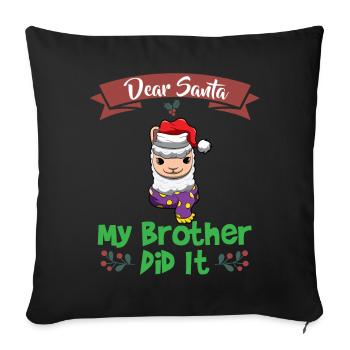 Cher Père Noël Mon frère l’a fait Frères et sœurs Noël - Housse de coussin décorative 45 x 45 cm - noir - Devant