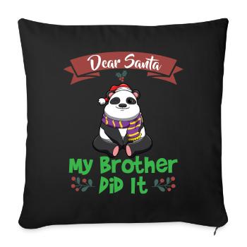 Cher Père Noël Mon frère l’a fait Frères et sœurs Noël - Housse de coussin décorative 45 x 45 cm - noir - Devant