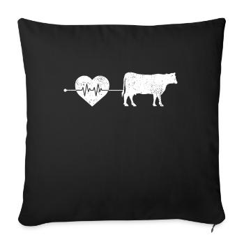 Cow Beef Heartbeat - Sofa pillowcase 17,3'' x 17,3'' (45 x 45 cm) - black - Front