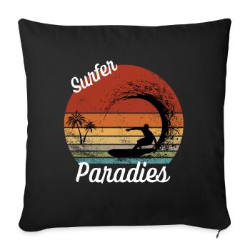 Sonnenuntergang Surfer Paradies Sprüche T-Shirt - Sofakissenbezug 45 x 45 cm - Schwarz - Vorne