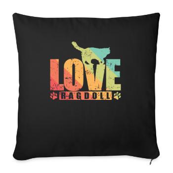 Love Ragdoll Pet Cat Breed - Sofa pillowcase 17,3'' x 17,3'' (45 x 45 cm) - black - Front