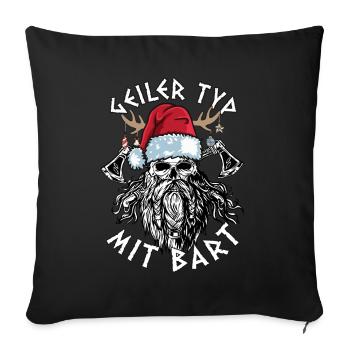 barbe de Noël Barbu Viking - Housse de coussin décorative 45 x 45 cm - noir - Devant