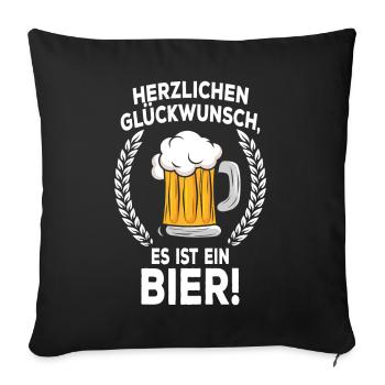 Bierbauch Schwangerschaft Vater Schwanger Bier - Sofakissenbezug 45 x 45 cm - Schwarz - Vorne
