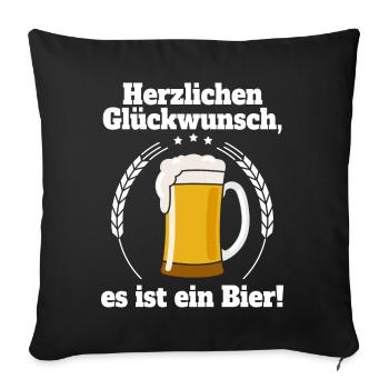 Bierbauch Schwangerschaft Vater Schwanger Bier - Sofakissenbezug 45 x 45 cm - Schwarz - Vorne