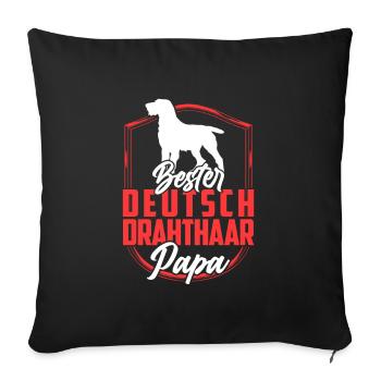 Deutsch Drahthaar Papa Deutsch Drahthaar - Sofakissenbezug 45 x 45 cm - Schwarz - Vorne