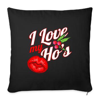 J'aime Noël de gui embrassant la bouche de mon Ho - Housse de coussin décorative 45 x 45 cm - noir - Devant