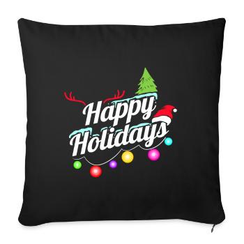 Happy Holidays Fairy Lights Logo For Christmas - Sofa pillowcase 17,3'' x 17,3'' (45 x 45 cm) - black - Front