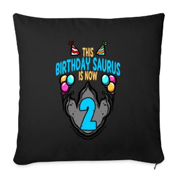 This Saurus Is 2 Dinosaur Footprint Birthday - Sofa pillowcase 17,3'' x 17,3'' (45 x 45 cm) - black - Front