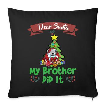 Cher Père Noël Mon frère l’a fait Frères et sœurs Noël - Housse de coussin décorative 45 x 45 cm - noir - Devant