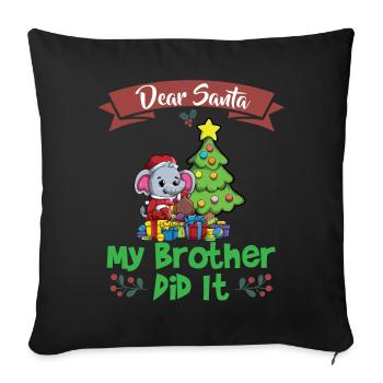 Cher Père Noël Mon frère l’a fait Frères et sœurs Noël - Housse de coussin décorative 45 x 45 cm - noir - Devant