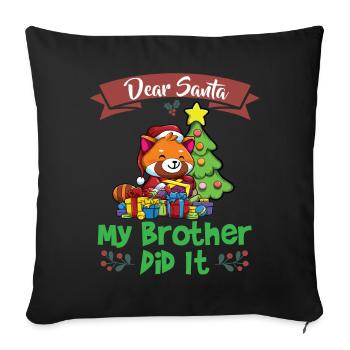 Cher Père Noël Mon frère l’a fait Frères et sœurs Noël - Housse de coussin décorative 45 x 45 cm - noir - Devant
