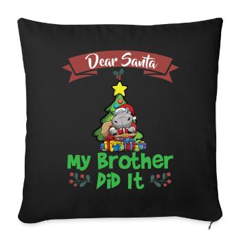 Cher Père Noël Mon frère l’a fait Frères et sœurs Noël - Housse de coussin décorative 45 x 45 cm - noir - Devant