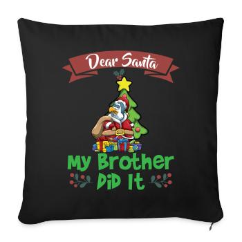 Cher Père Noël Mon frère l’a fait Frères et sœurs Noël - Housse de coussin décorative 45 x 45 cm - noir - Devant