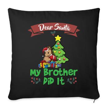 Cher Père Noël Mon frère l’a fait Frères et sœurs Noël - Housse de coussin décorative 45 x 45 cm - noir - Devant