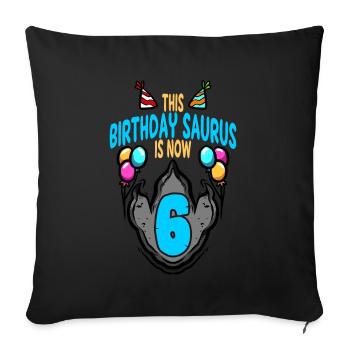 This Saurus Is 6 Dinosaur Footprint Birthday - Sofa pillowcase 17,3'' x 17,3'' (45 x 45 cm) - black - Front