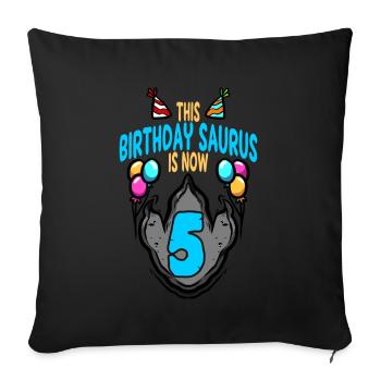 This Saurus Is 5 Dinosaur Footprint Birthday - Sofa pillowcase 17,3'' x 17,3'' (45 x 45 cm) - black - Front