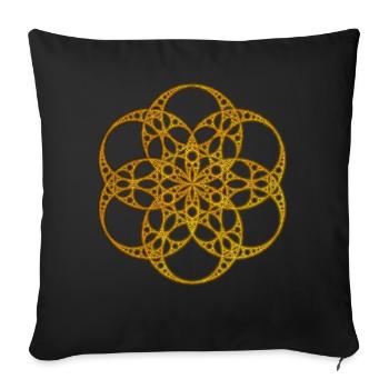 Apollonian Gold Sacred Geo Fleur De Vie - Housse de coussin décorative 45 x 45 cm - noir - Devant
