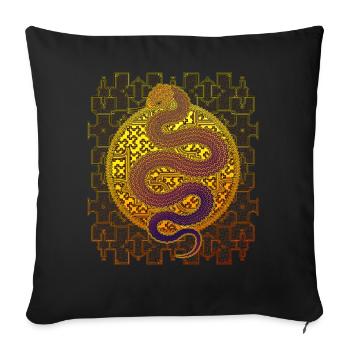 Shipibo Conibo Muster Ayahuaska Schlange - Sofakissenbezug 45 x 45 cm - Schwarz - Vorne