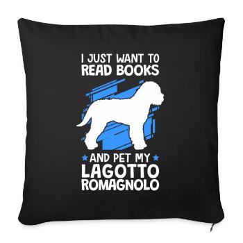 Read and Lagotto Romagnolo pet truffle dog - Sofa pillowcase 17,3'' x 17,3'' (45 x 45 cm) - black - Front