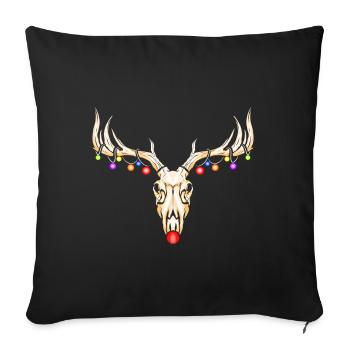 Reindeer Skull of Rudolph With Fairy Lights Dark - Sofa pillowcase 17,3'' x 17,3'' (45 x 45 cm) - black - Front