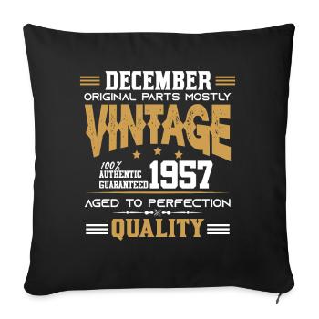 Millésime vieilli à la perfection décembre 1957 - Housse de coussin décorative 45 x 45 cm - noir - Devant
