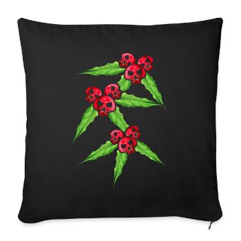 Gui avec crâne mistleberries pour un noir - Housse de coussin décorative 45 x 45 cm - noir - Devant