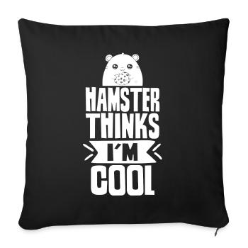 Mon hamster pense que je suis un propriétaire d’animal cool - Housse de coussin décorative 45 x 45 cm - noir - Devant