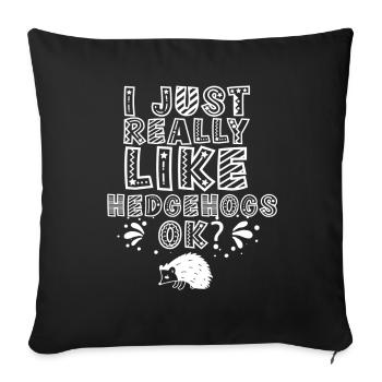 J’aime juste hérisson très dictons mignon animal de compagnie - Housse de coussin décorative 45 x 45 cm - noir - Devant