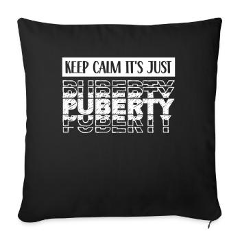 Restez calme Seule la puberté a grandi - Housse de coussin décorative 45 x 45 cm - noir - Devant