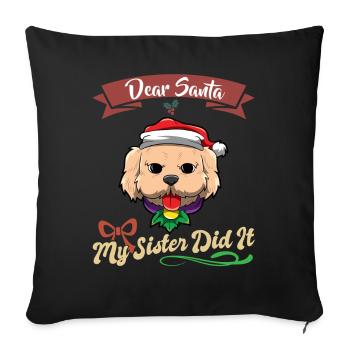 Cher Père Noël Ma sœur l’a fait frères et sœurs Noël - Housse de coussin décorative 45 x 45 cm - noir - Devant