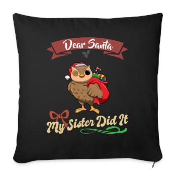 Cher Père Noël Ma sœur l’a fait frères et sœurs Noël - Housse de coussin décorative 45 x 45 cm - noir - Devant