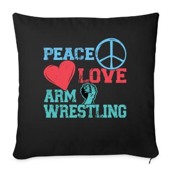 Paix - Amour - Bras de fer - Housse de coussin décorative 45 x 45 cm - noir - Devant