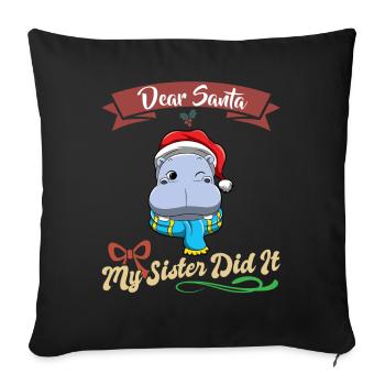 Cher Père Noël Ma sœur l’a fait frères et sœurs Noël - Housse de coussin décorative 45 x 45 cm - noir - Devant