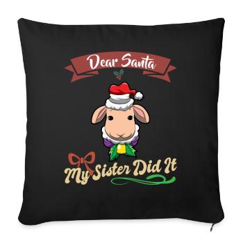 Cher Père Noël Ma sœur l’a fait frères et sœurs Noël - Housse de coussin décorative 45 x 45 cm - noir - Devant