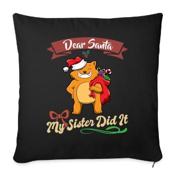 Cher Père Noël Ma sœur l’a fait frères et sœurs Noël - Housse de coussin décorative 45 x 45 cm - noir - Devant
