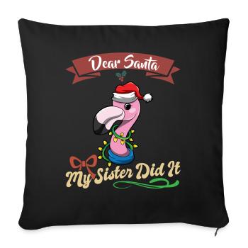 Cher Père Noël Ma sœur l’a fait frères et sœurs Noël - Housse de coussin décorative 45 x 45 cm - noir - Devant